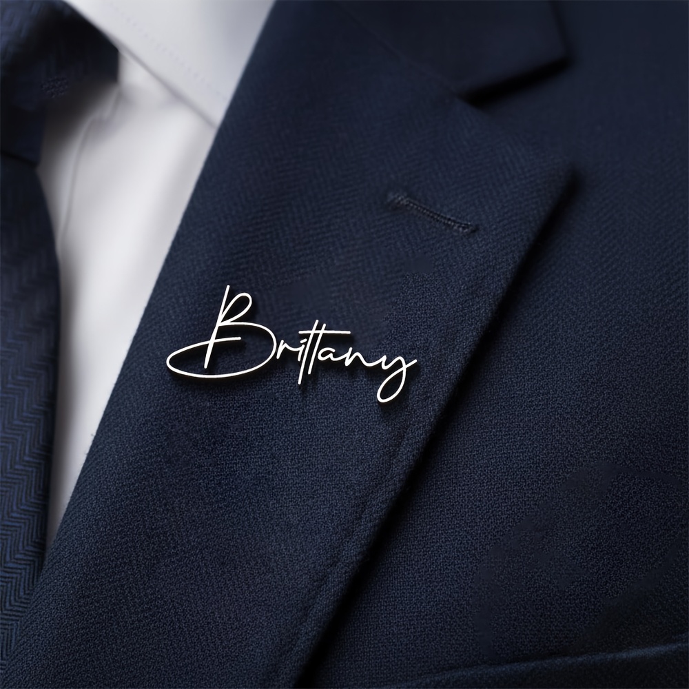 Personalized Golden Stainless Steel Name Brooch, Custom Gift